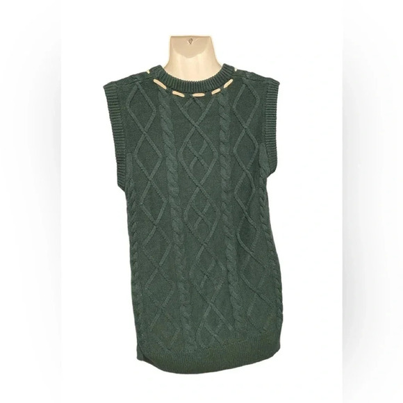 LK Bennett Andrea Cable Knit Sweater Vest in Green - Picture 4 of 9